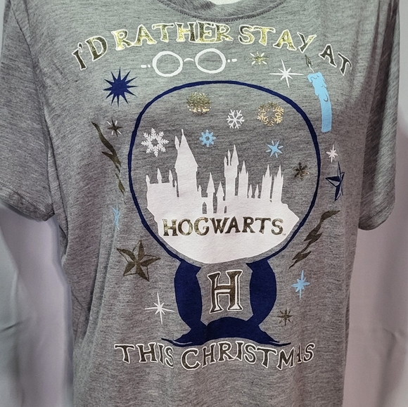 Harry Potter Junior's Gray Graphic Christmas Short Sleeve T-Shirt Size 3XL (21) - Picture 5 of 8